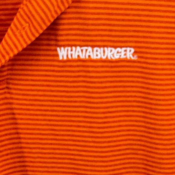 Whataburger Orange Striped Polo Shirt Men’s XL Logo Uniform Golf Fanwear Texas - Picture 2 of 8